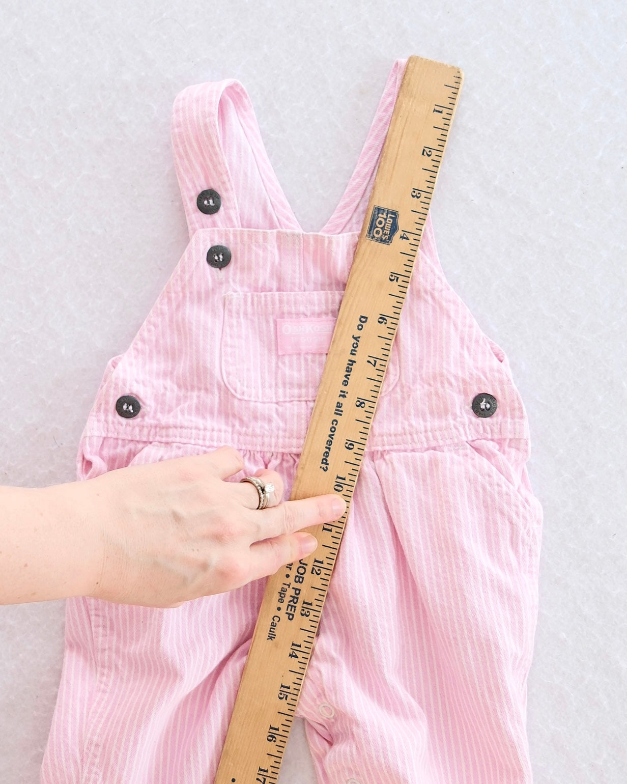 Y2K OshKosh Light Pink Stripe Overalls: 9m? - Yellow Clover Vintage Kids Clothes