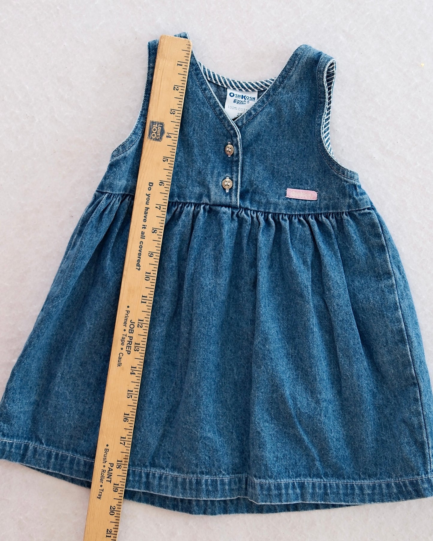 Vintage OshKosh Denim Babydoll Dress: 2T - Yellow Clover Vintage Kids Clothes