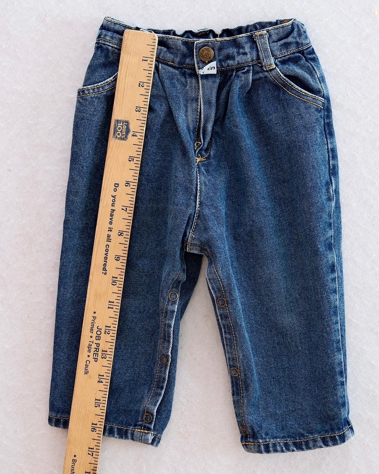 Vintage Baby Guess Medium Wash Denim Jeans with Snap Hem Detail: 18 Months - Yellow Clover Vintage Kids Clothes