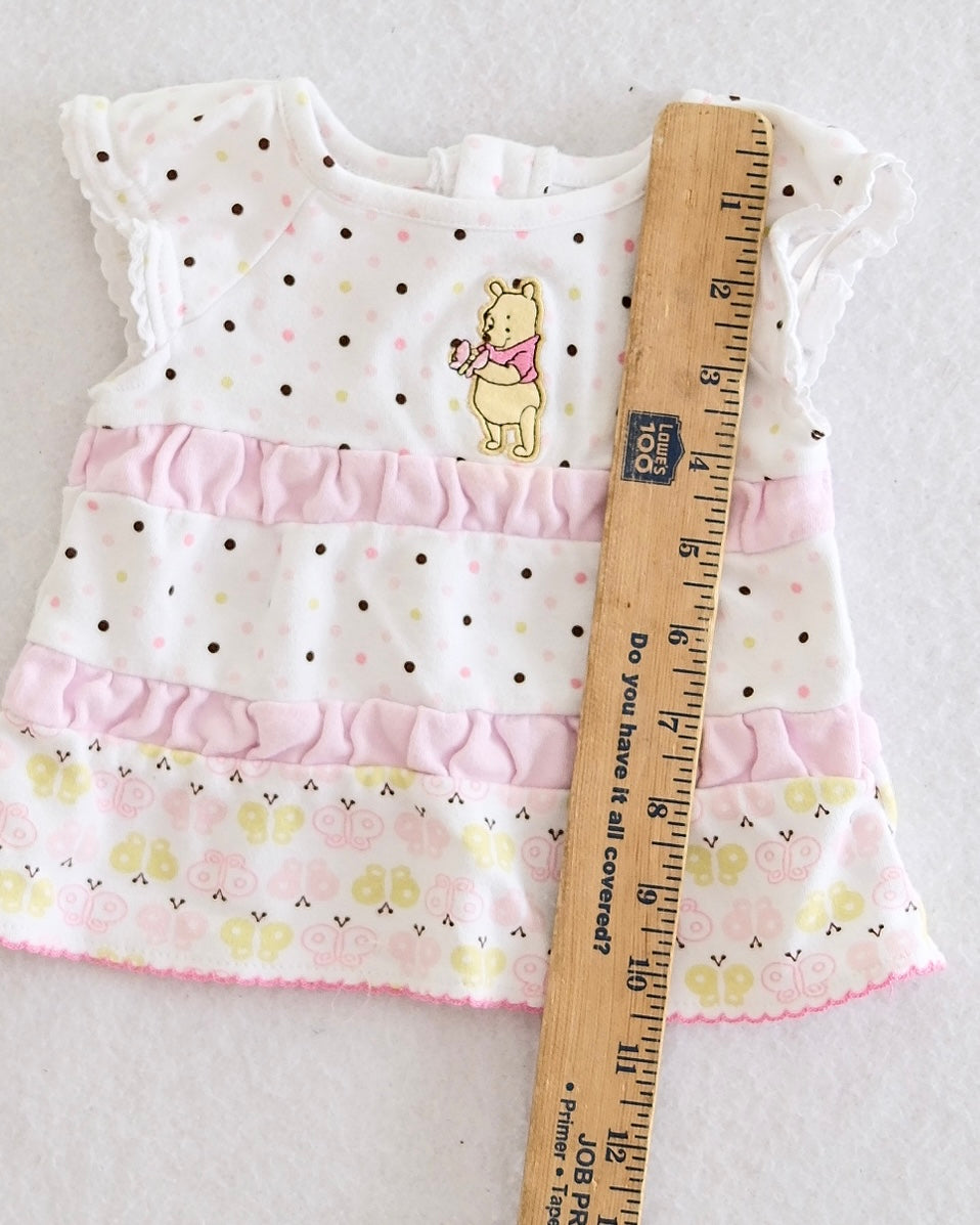 Y2K Disney Winnie the Pooh Polka Dot Ruffle Top: 0-3M