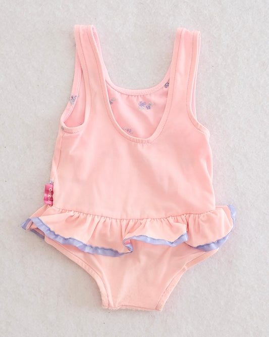 Vintage OshKosh Peach Pink Embroidered Swimsuit: 18m