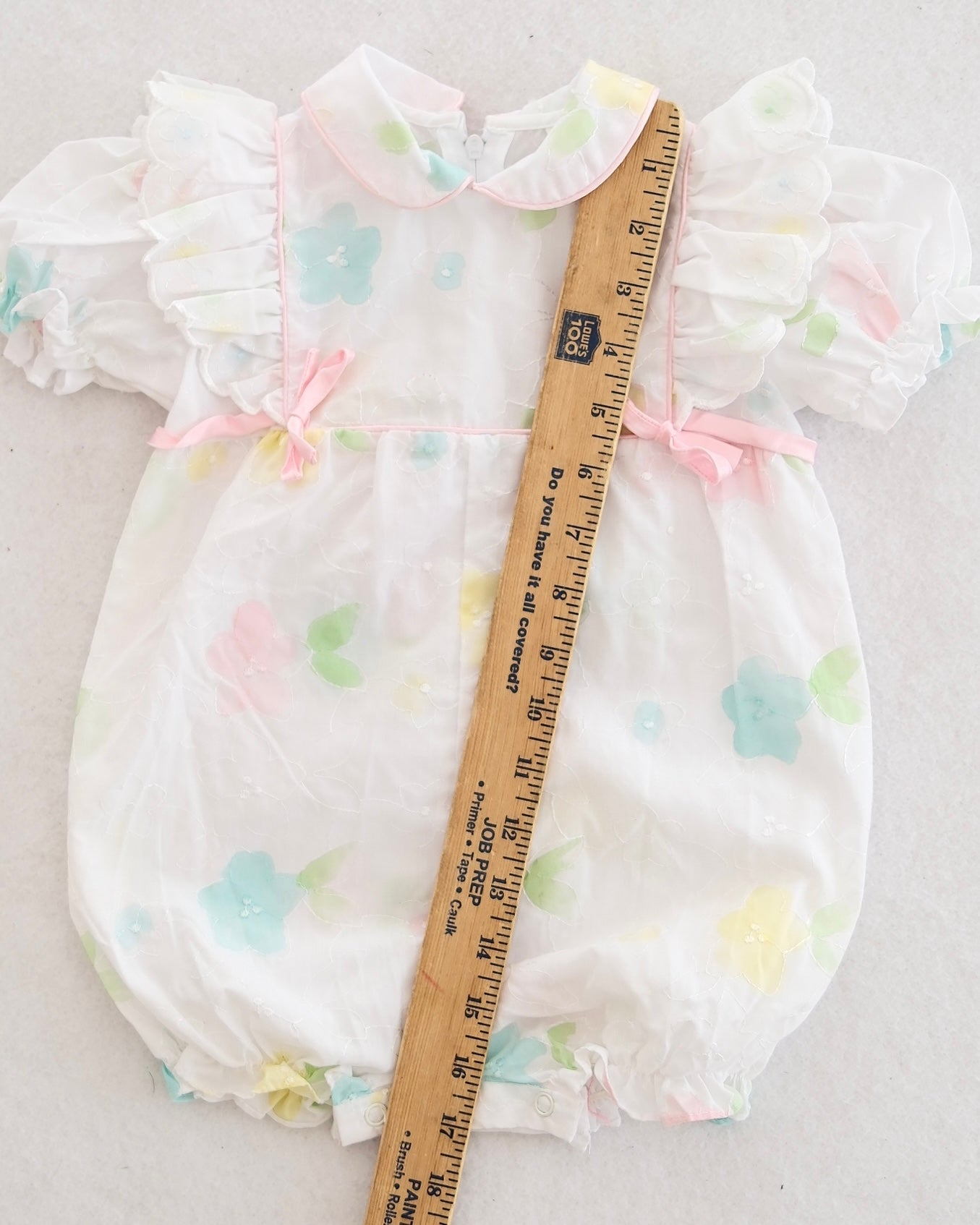 Vintage Pastel Floral Eyelet Romper: 18m?