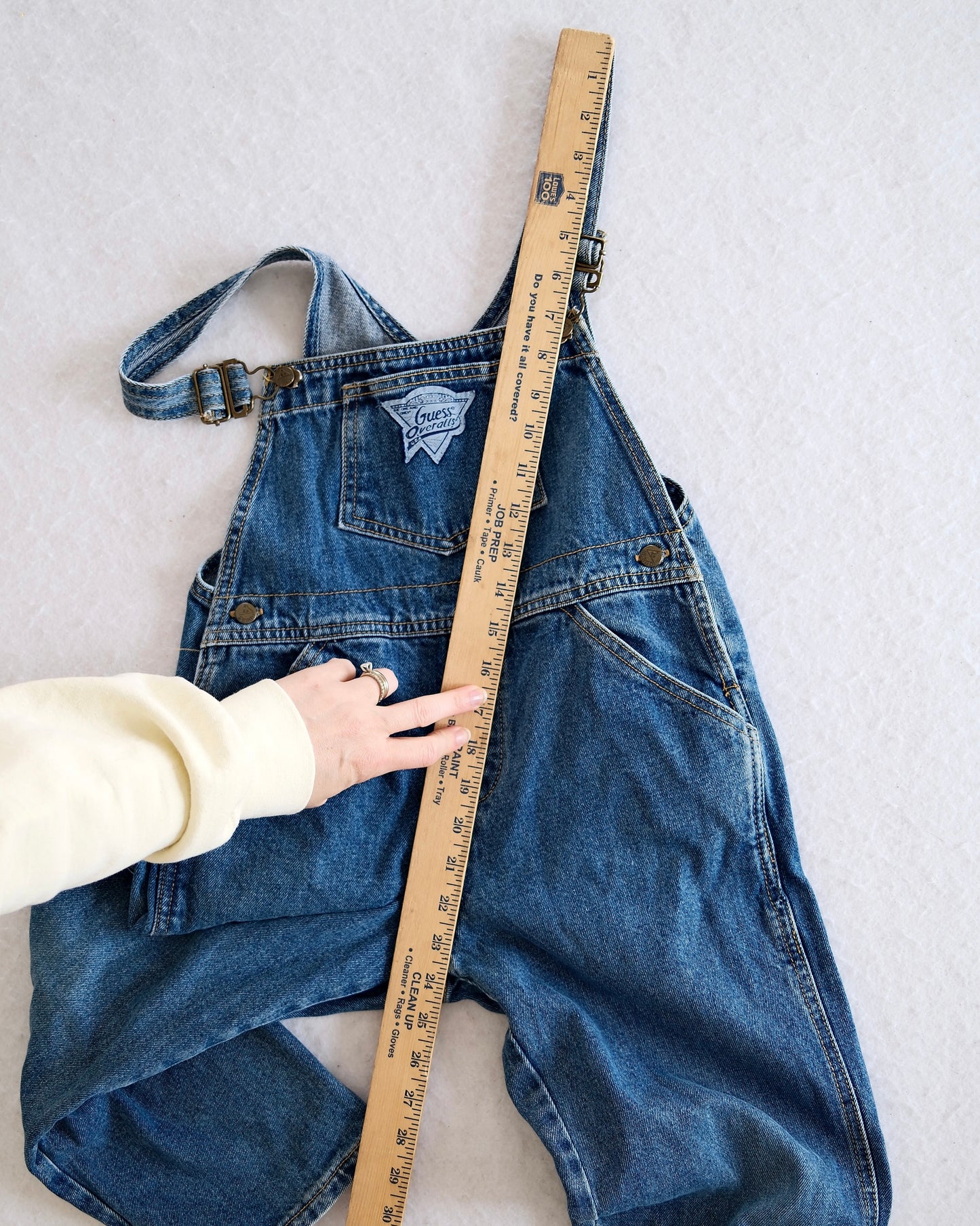 Vintage Guess Overalls Medium Wash Denim Overalls with Triangle Logo Patch: 7y - Yellow Clover Vintage Kids Clothes