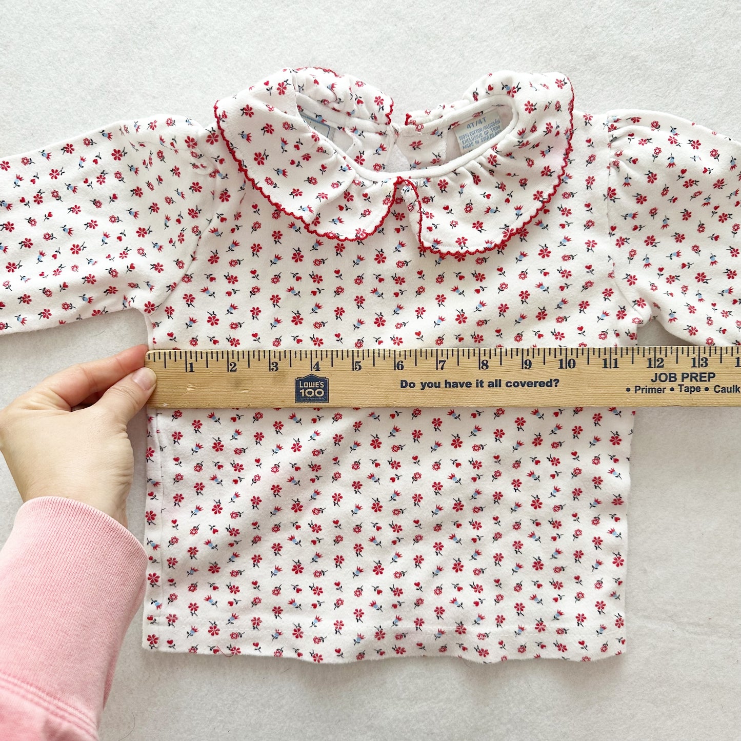 Y2K Basic Editions Floral Ruffle Collar Top: 4T - Yellow Clover Vintage Kids Clothes