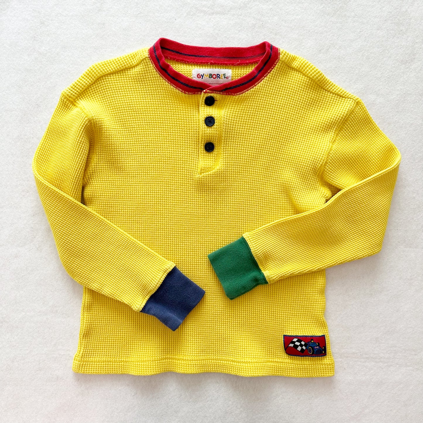 Vintage Gymboree Color Block Thermal Top: 6y? - Yellow Clover Vintage Kids Clothes
