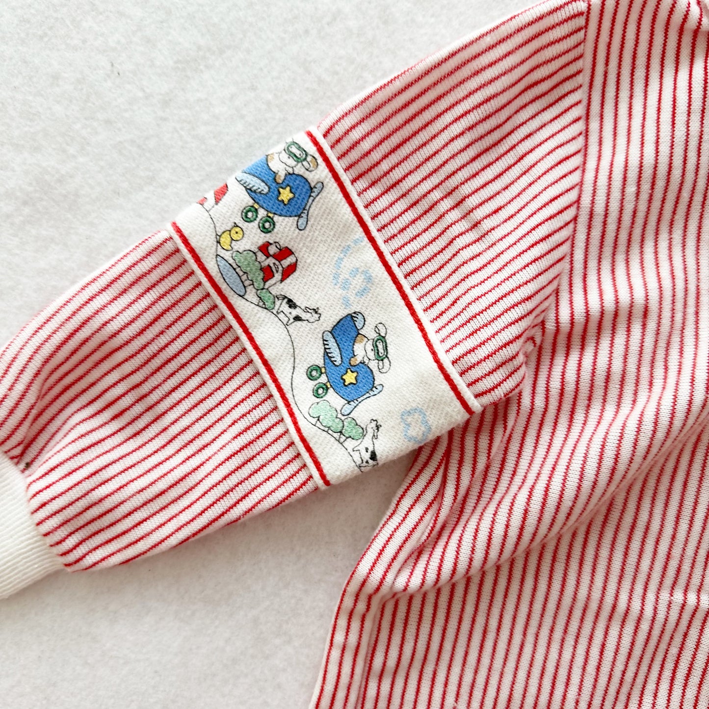 Vintage OshKosh Puppy Parachute Farm Striped Polo: 12m - Yellow Clover Vintage Kids Clothes