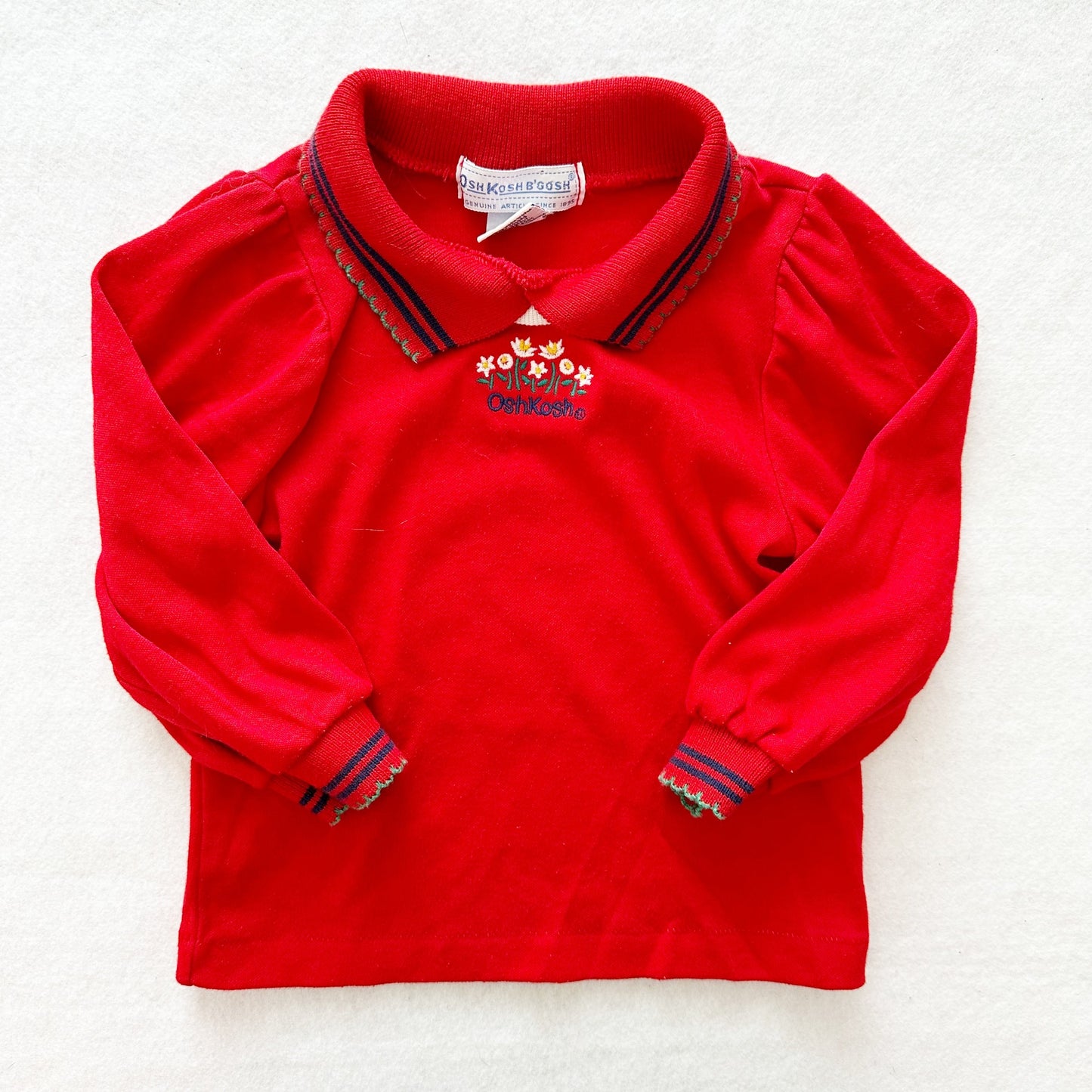 Vintage OshKosh Daisy Embroidered Collared Top: 18/24m