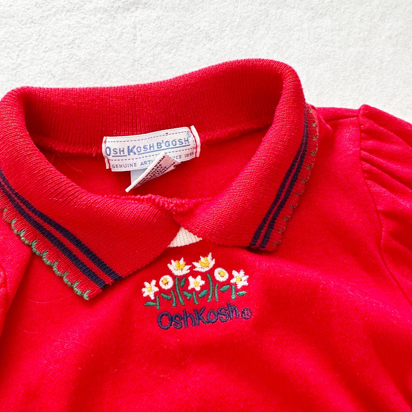 Vintage OshKosh Daisy Embroidered Collared Top: 18/24m