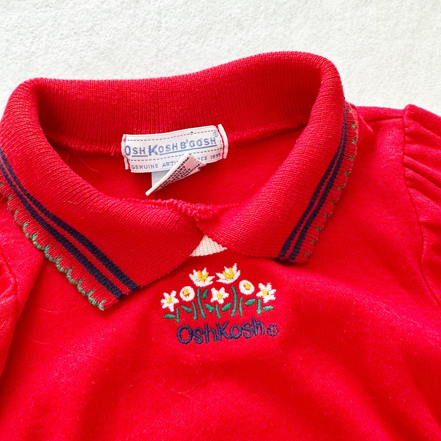 Vintage OshKosh Daisy Embroidered Collared Top: 18/24m