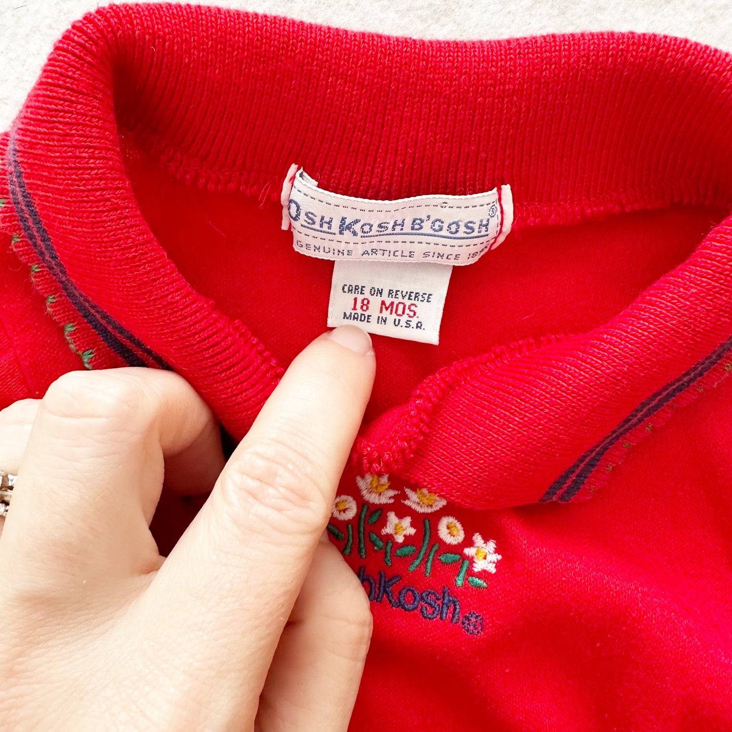 Vintage OshKosh Daisy Embroidered Collared Top: 18/24m