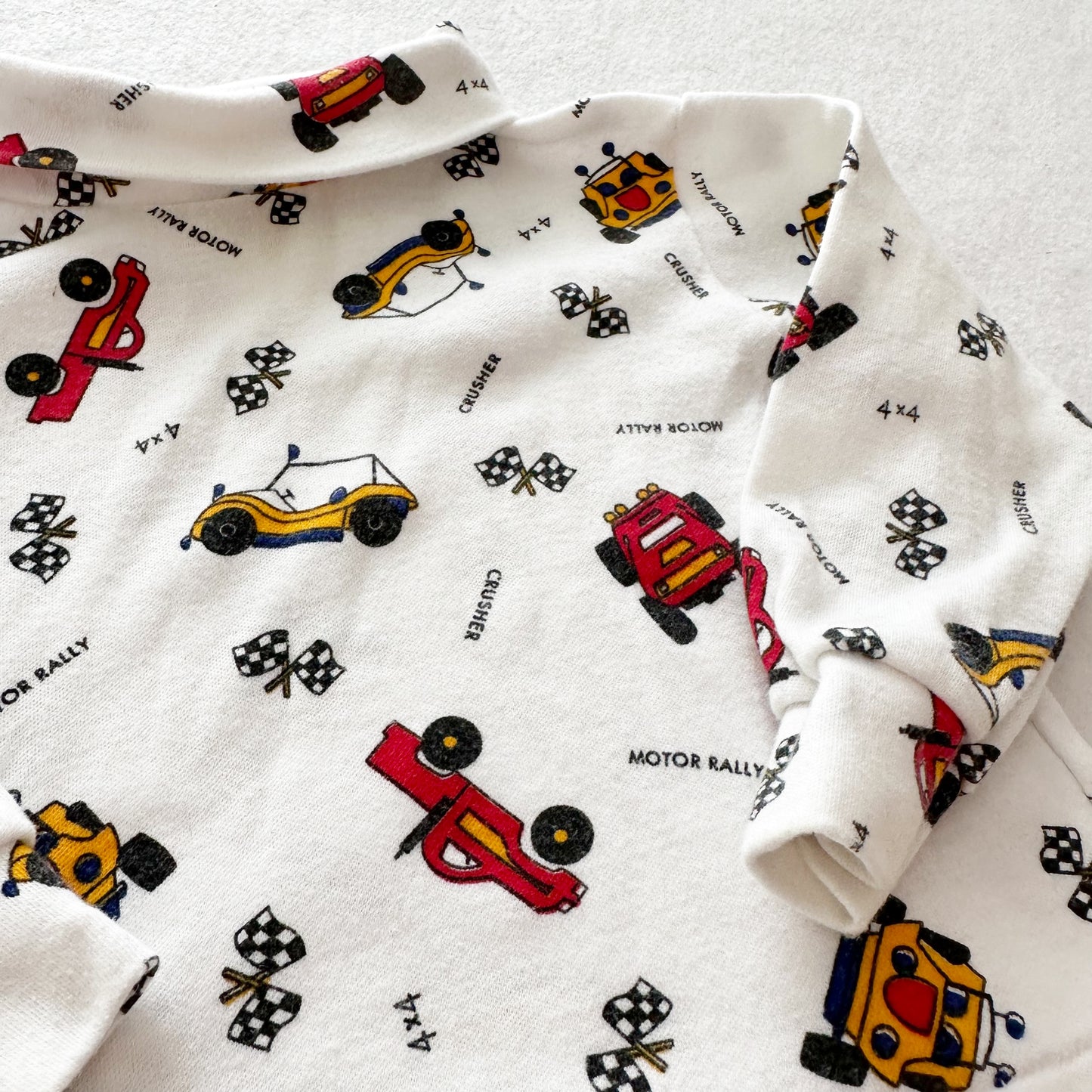Vintage Vehicles Patterned Turtleneck: 12m? - Yellow Clover Vintage Kids Clothes