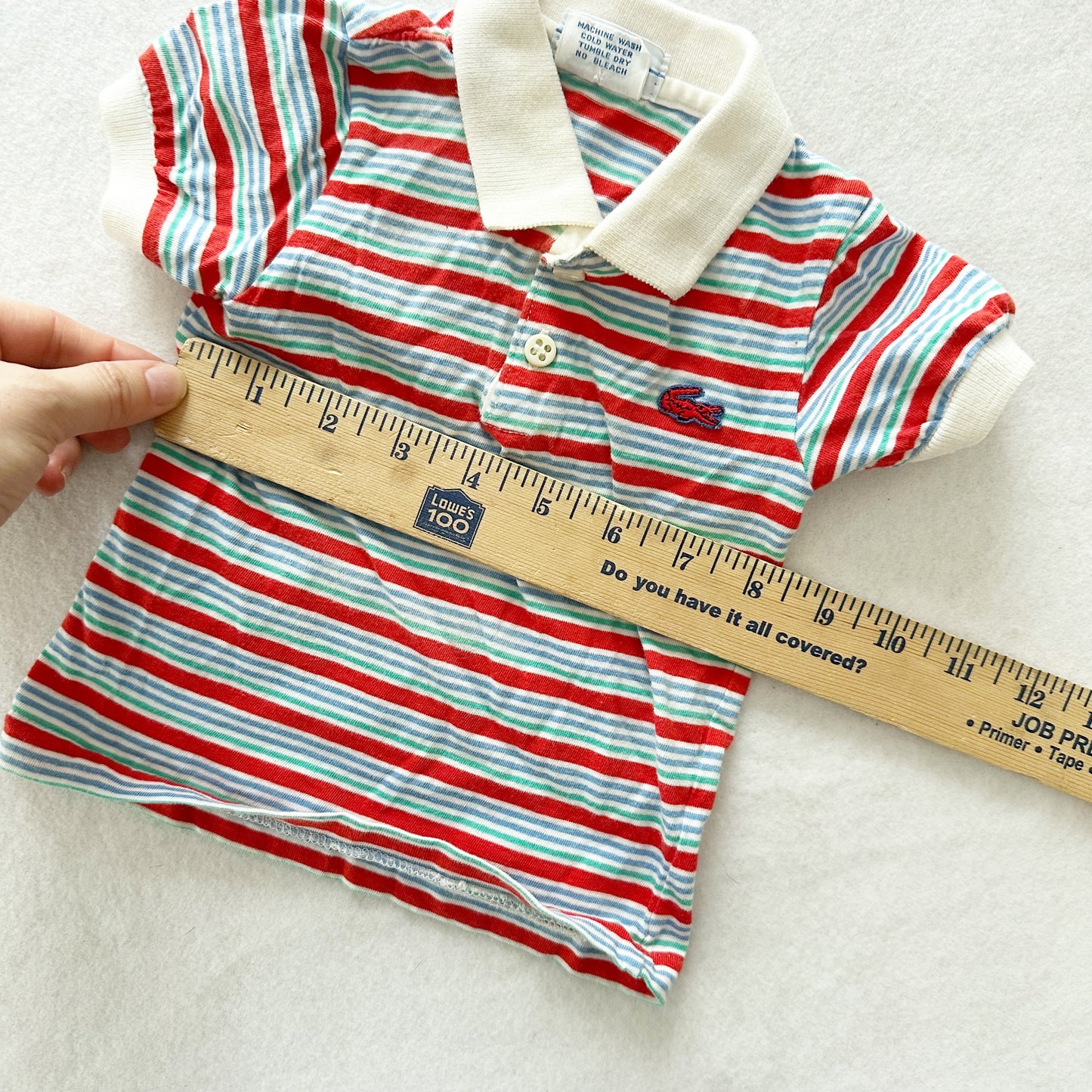Vintage Izod Lacoste Striped Polo Shirt: 12m - Yellow Clover Vintage Kids Clothes