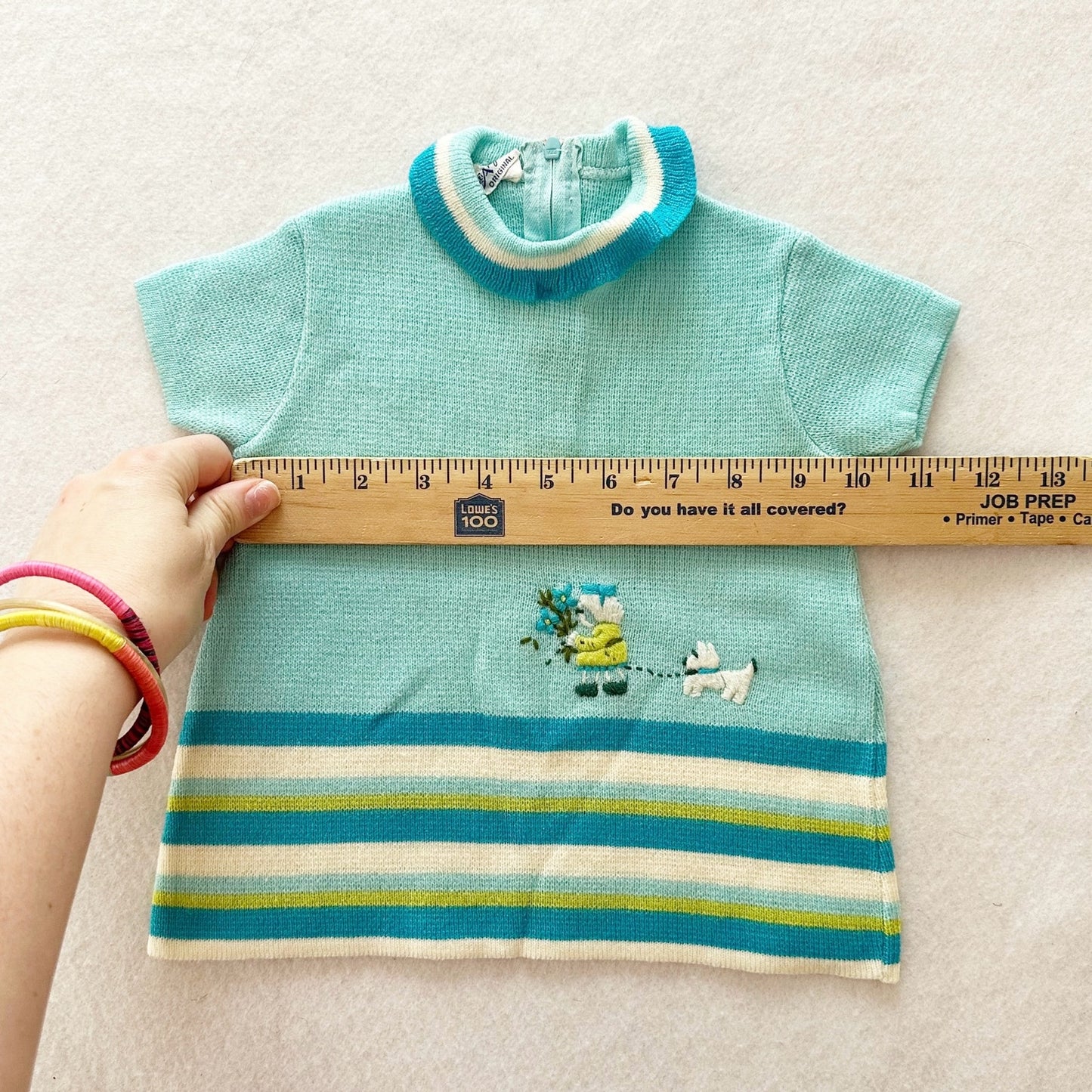 Vintage A Little Angel Sweater Knit Embroidered Top: 24m - Yellow Clover Vintage Kids Clothes