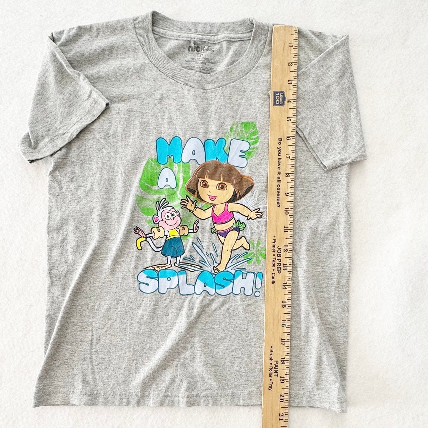 2012 Nick Jr. Dora and Boots Splash Graphic Tee: 8y? - Yellow Clover Vintage Kids Clothes