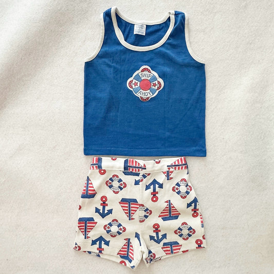 Vintage Carter’s Nautical Ship Ahoy Set: 18m - Yellow Clover Vintage Kids Clothes