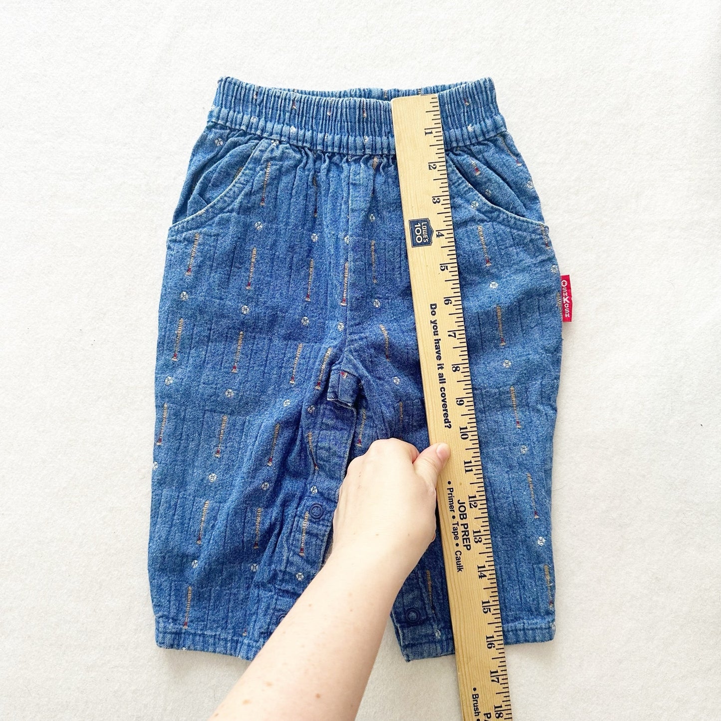 Vintage OshKosh Baseball and Bat Homespun Jeans: 18m - Yellow Clover Vintage Kids Clothes