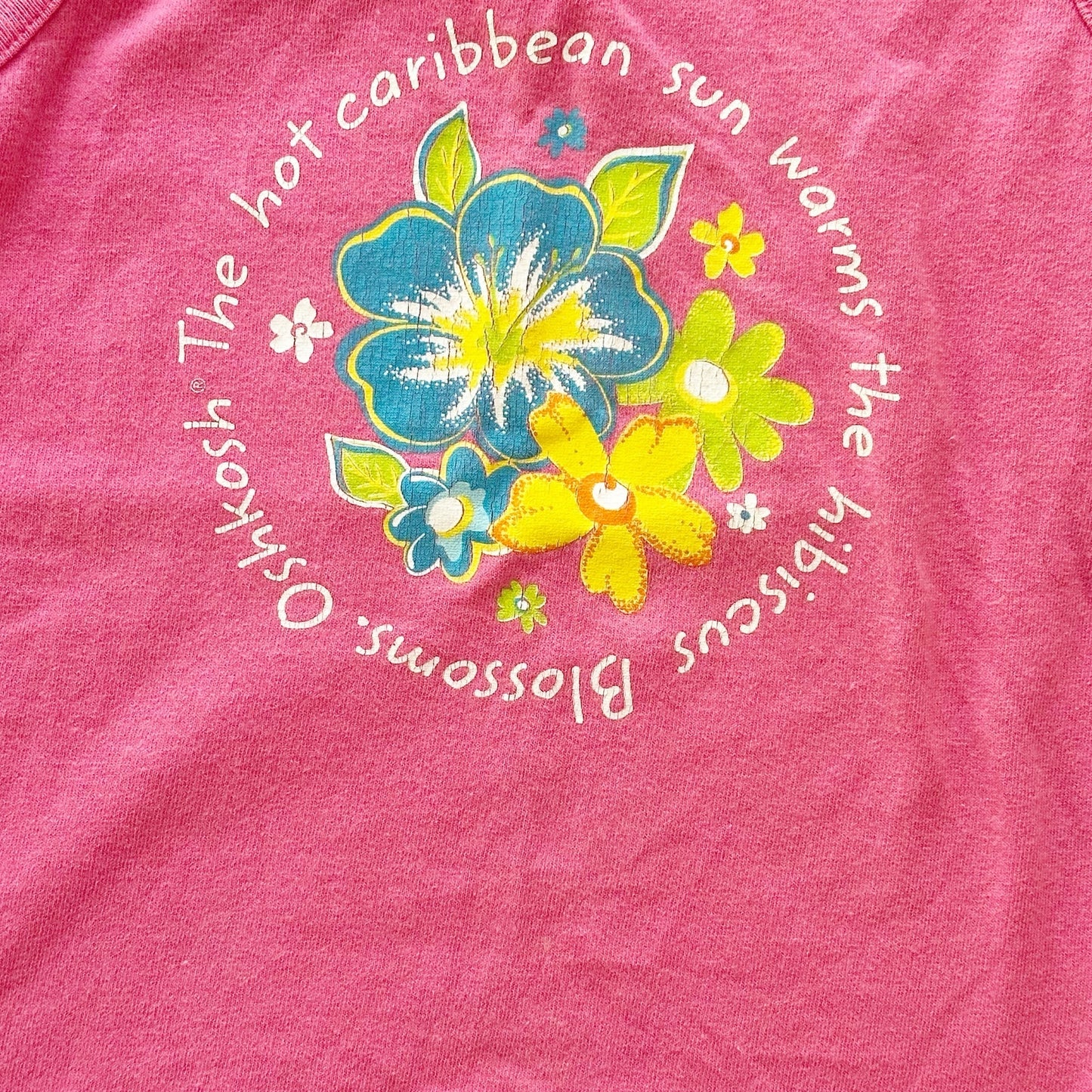 Vintage OshKosh Hibiscus Flower Graphic Tank: 5T - Yellow Clover Vintage Kids Clothes