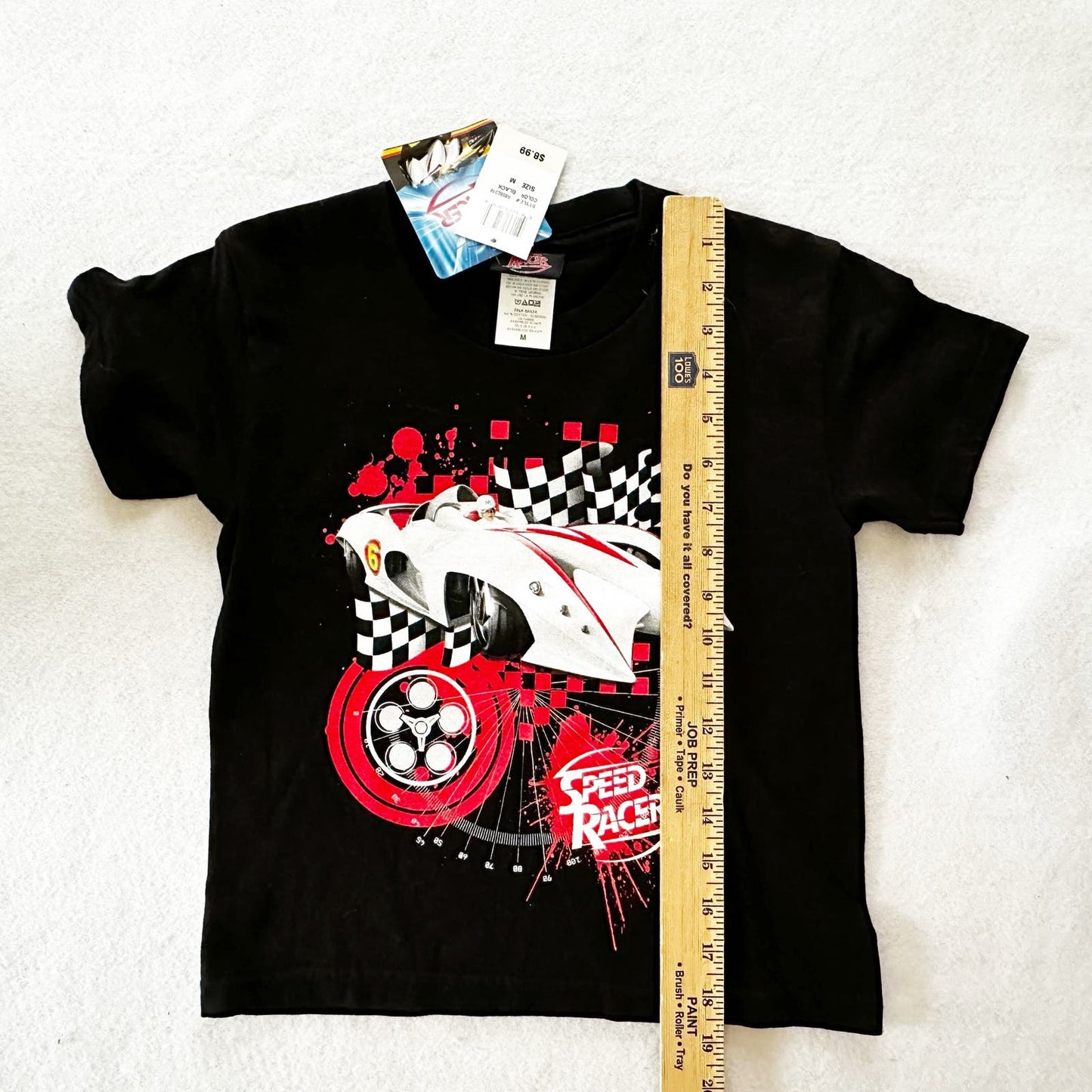 2008 Speed Racer Movie Promo Tee: 7y - Yellow Clover Vintage Kids Clothes