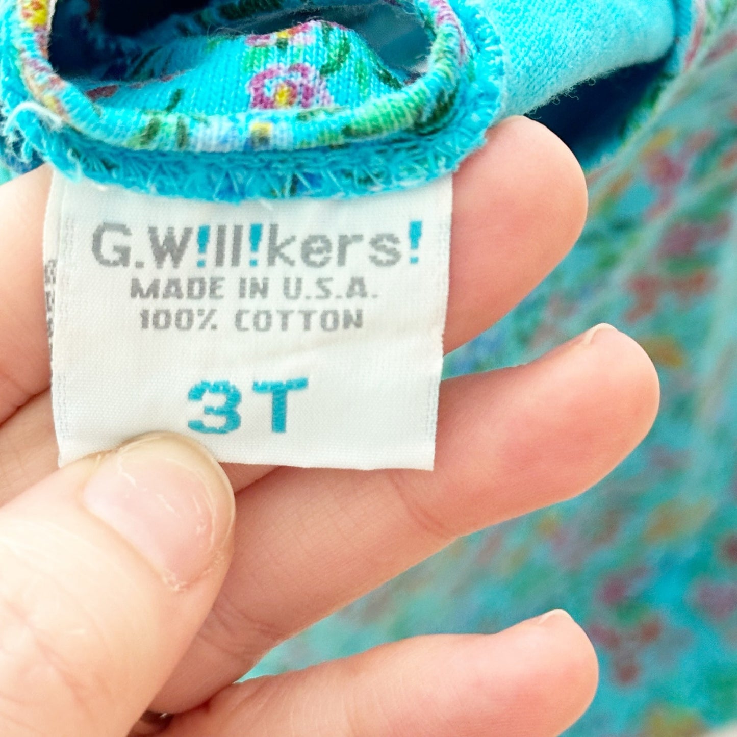 Vintage G. Willikers Floral Turquoise Tee: 4T - Yellow Clover Vintage Kids Clothes