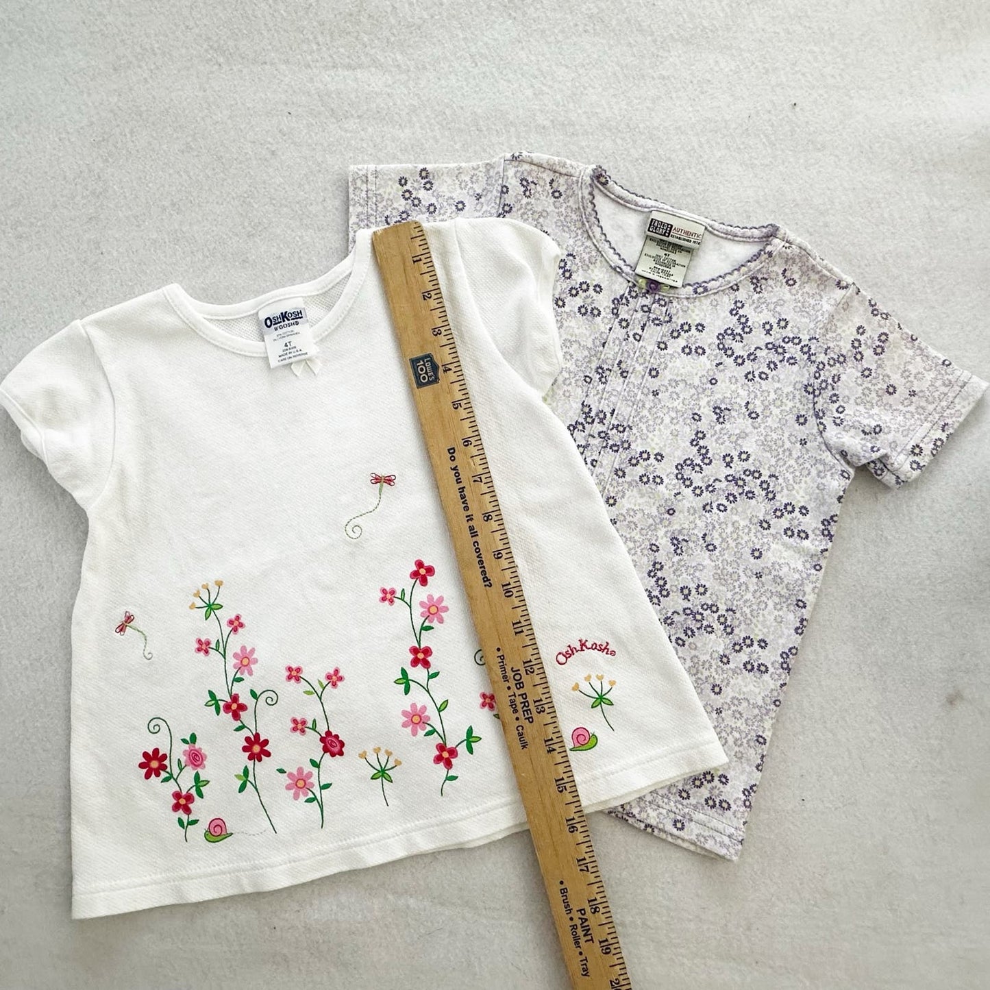 Vintage or Y2K OshKosh + Faded Glory Floral Girls Tee Bundle: 4T - Yellow Clover Vintage Kids Clothes