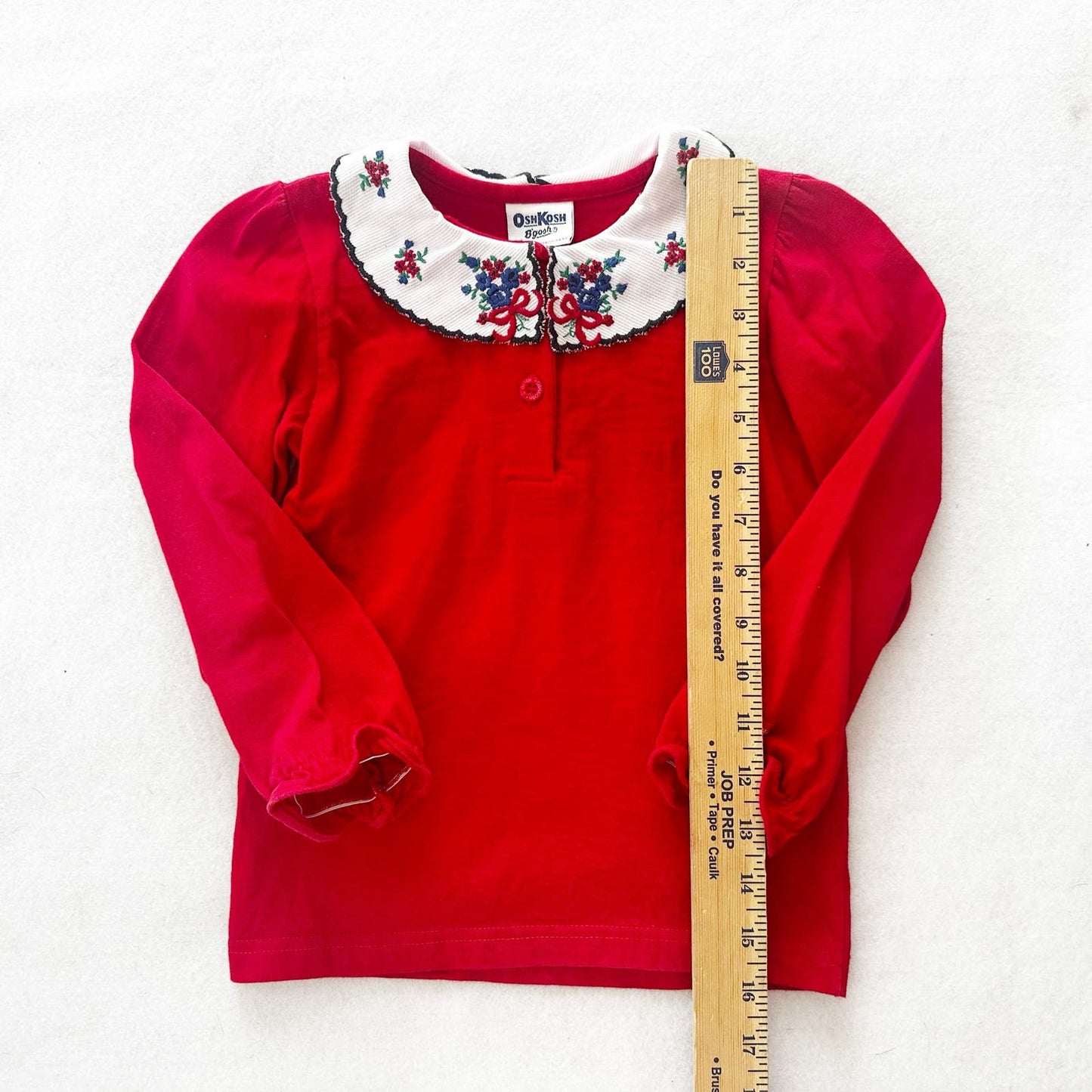 Vintage OshKosh Floral Embroidered Collar Long Sleeve Layer Top: 4T - Yellow Clover Vintage Kids Clothes