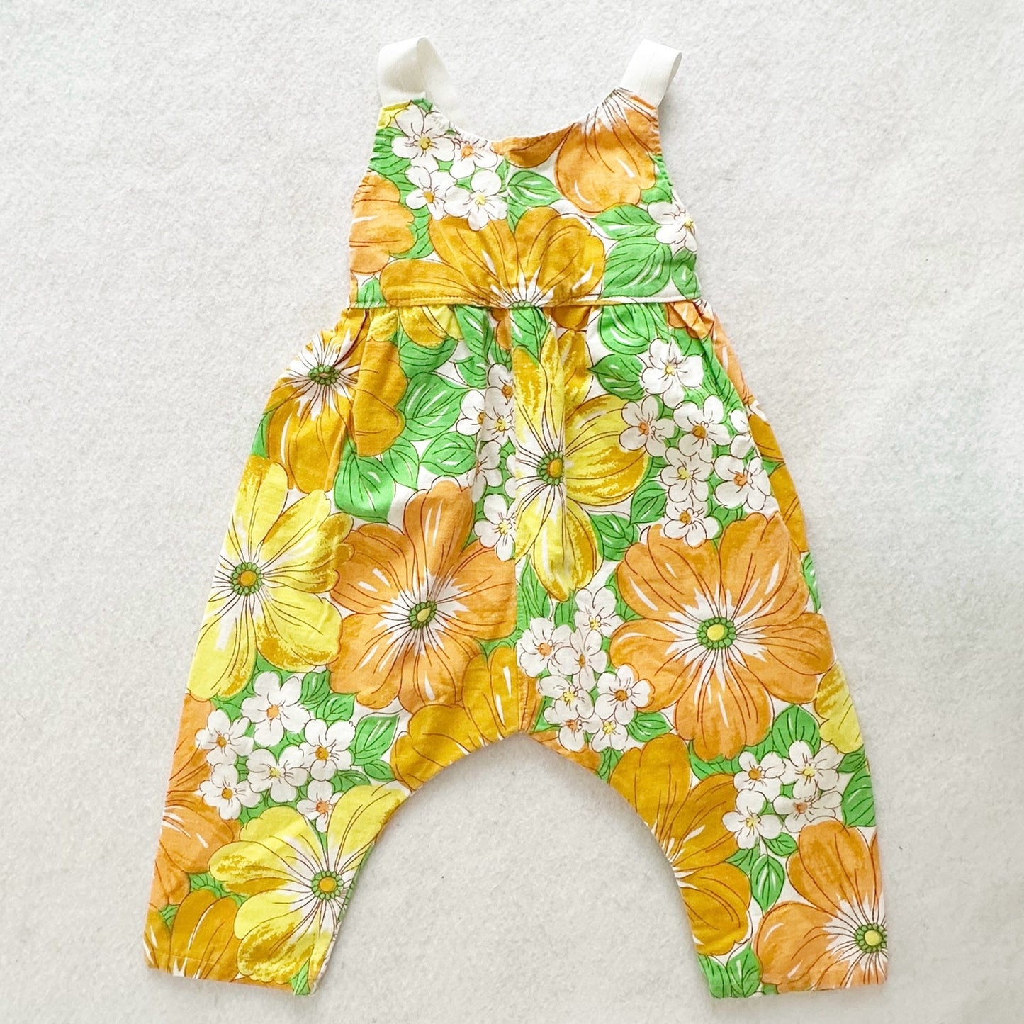 Modern Small Shop Nest + Nurture Floral Jumpsuit Romper: 12m - Yellow Clover Vintage Kids Clothes