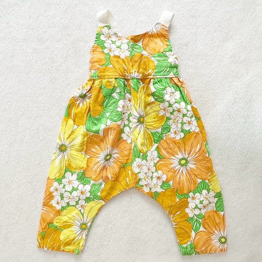 Modern Small Shop Nest + Nurture Floral Jumpsuit Romper: 12m - Yellow Clover Vintage Kids Clothes