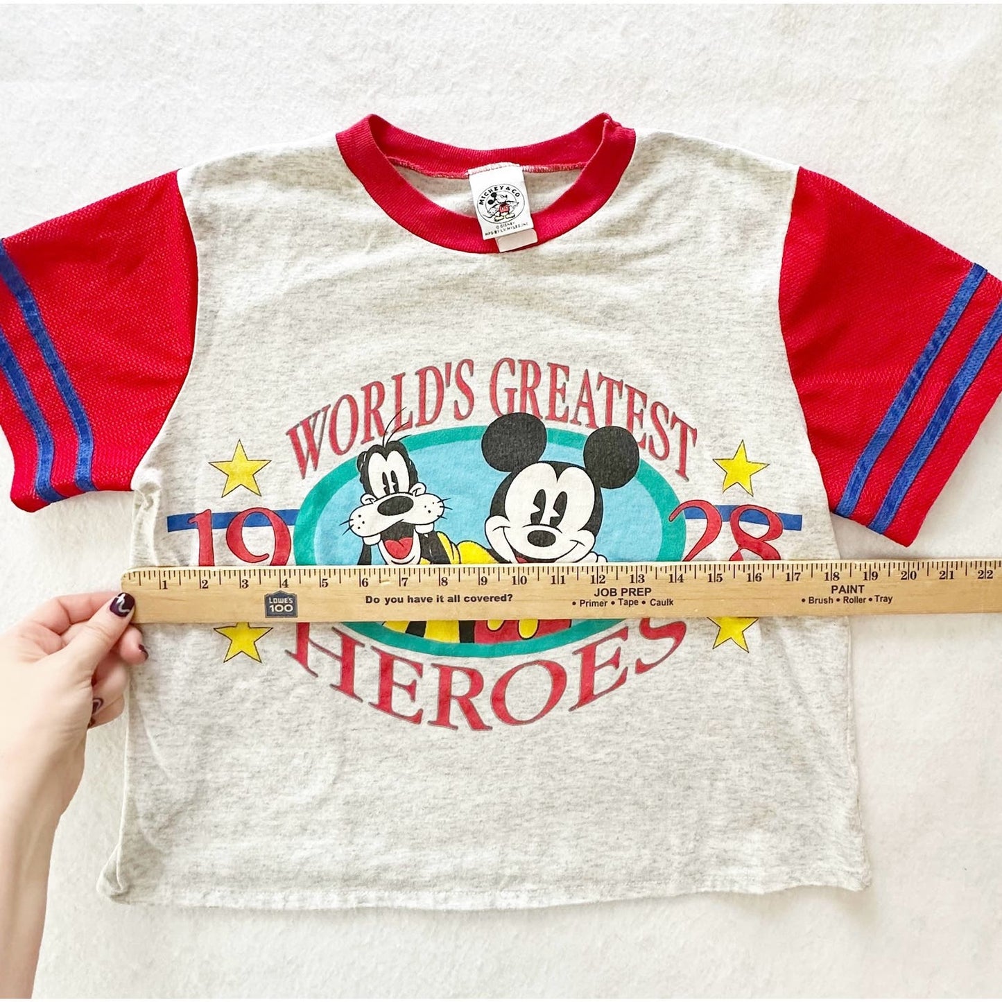 Vintage Mickey & Co. Greatest Heroes Tee: 10y? - Yellow Clover Vintage Kids Clothes