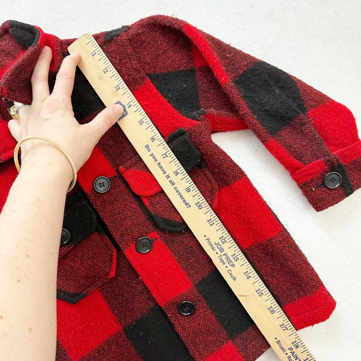 Vintage Buffalo Check Wool Blend Jacket: 3/4T - Yellow Clover Vintage Kids Clothes