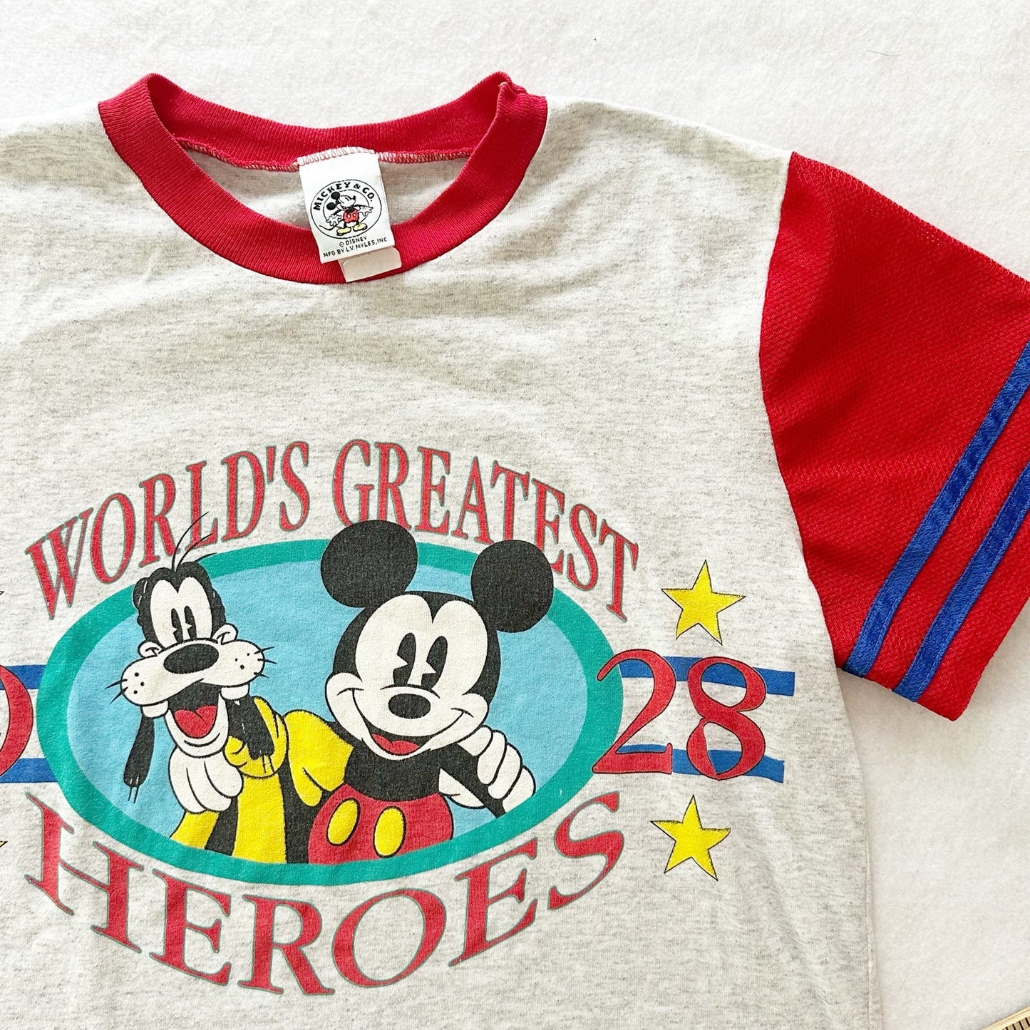 Vintage Mickey & Co. Greatest Heroes Tee: 10y? - Yellow Clover Vintage Kids Clothes