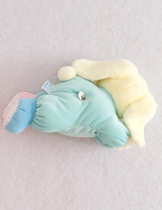 Vintage Eden mint green sleeping bunny plush with polka dot ears