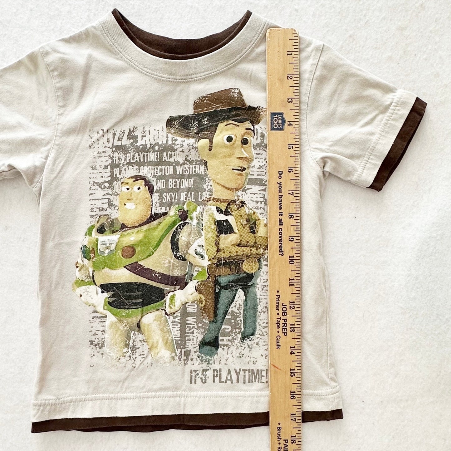 Y2K Toy Story Woody and Buzz Graphic Tee: 5T - Yellow Clover Vintage Kids Clothes