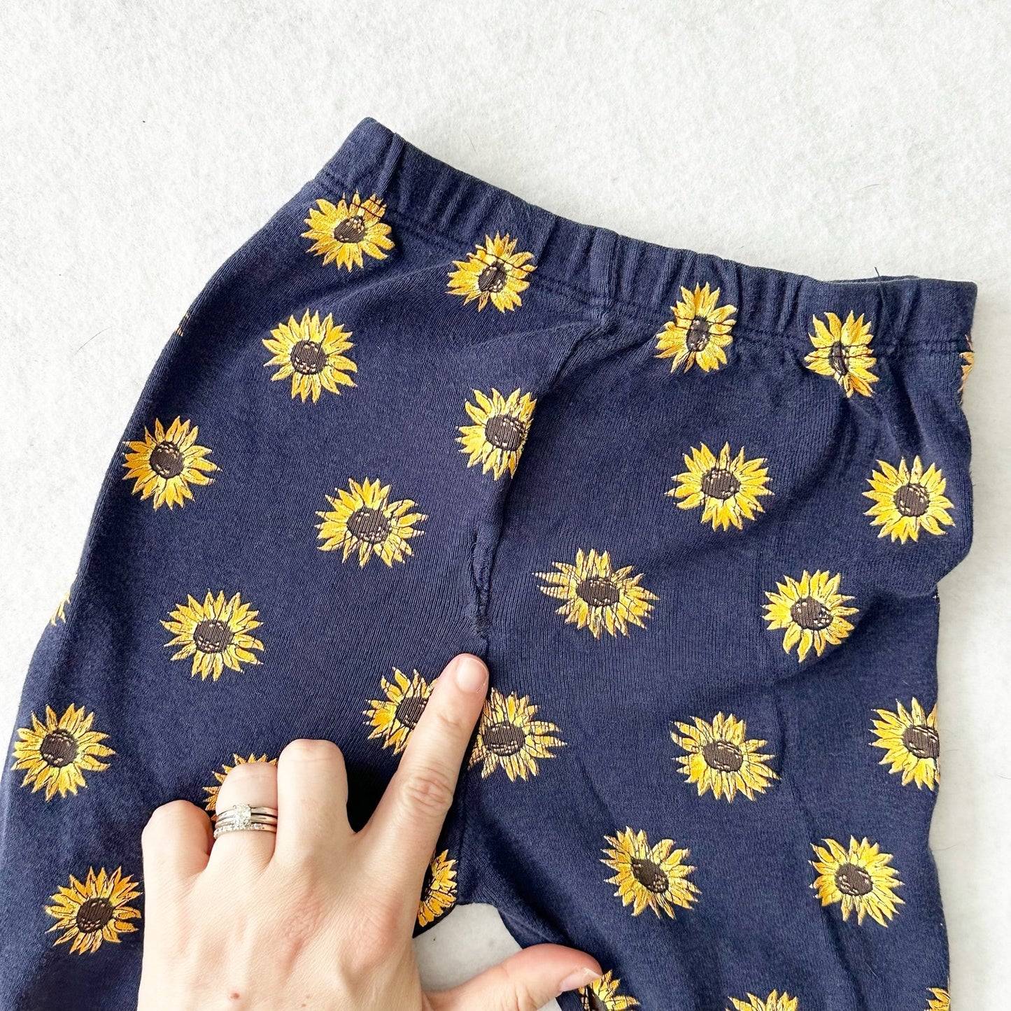 Vintage Spumoni Goose Sunflower Peplum Top + Leggings: 6y - Yellow Clover Vintage Kids Clothes