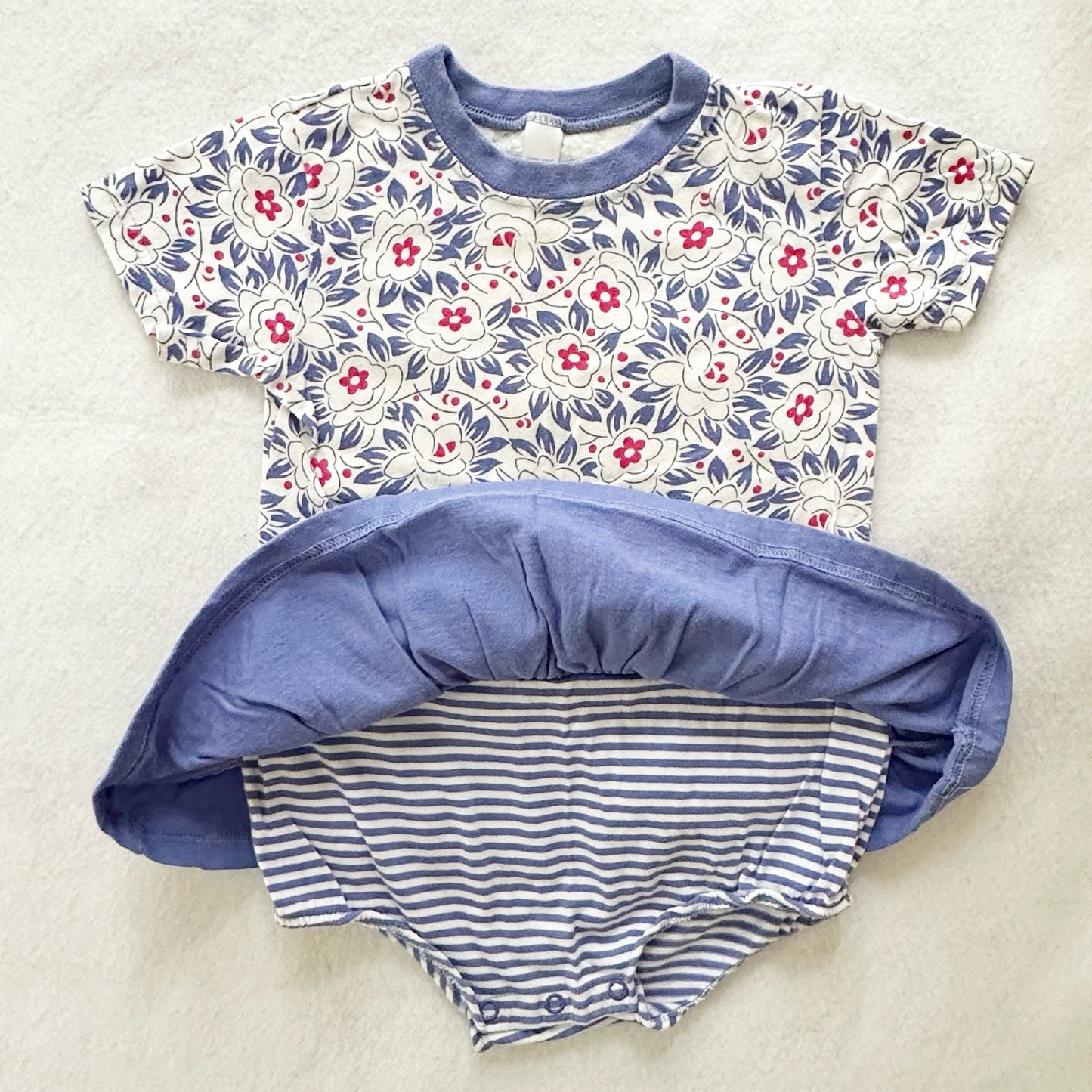 Vintage Lands’ End Skirted Flower Print Romper: 2T? - Yellow Clover Vintage Kids Clothes