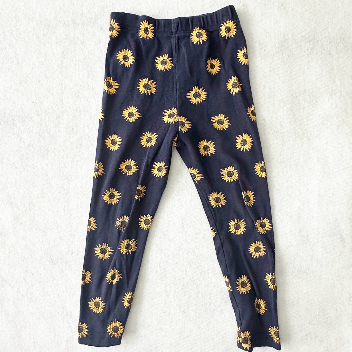 Vintage Spumoni Goose Sunflower Peplum Top + Leggings: 6y - Yellow Clover Vintage Kids Clothes