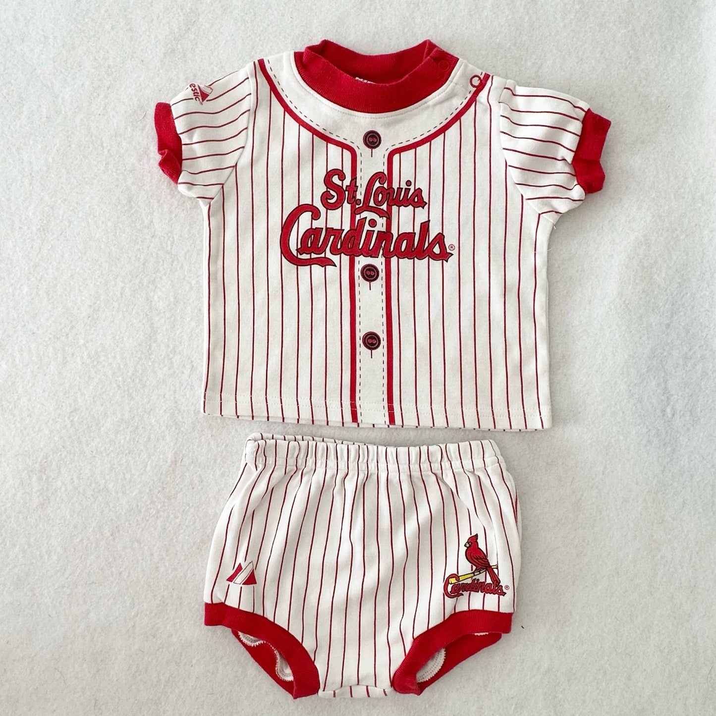 Y2K Majestic St. Louis Cardinals Baby Outfit: 12m - Yellow Clover Vintage Kids Clothes
