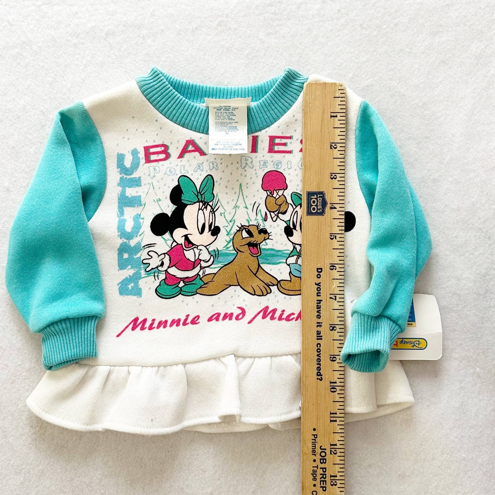 Vintage Disney Babies Mickey and Minnie Arctic Sweatshirt: 12m? - Yellow Clover Vintage Kids Clothes