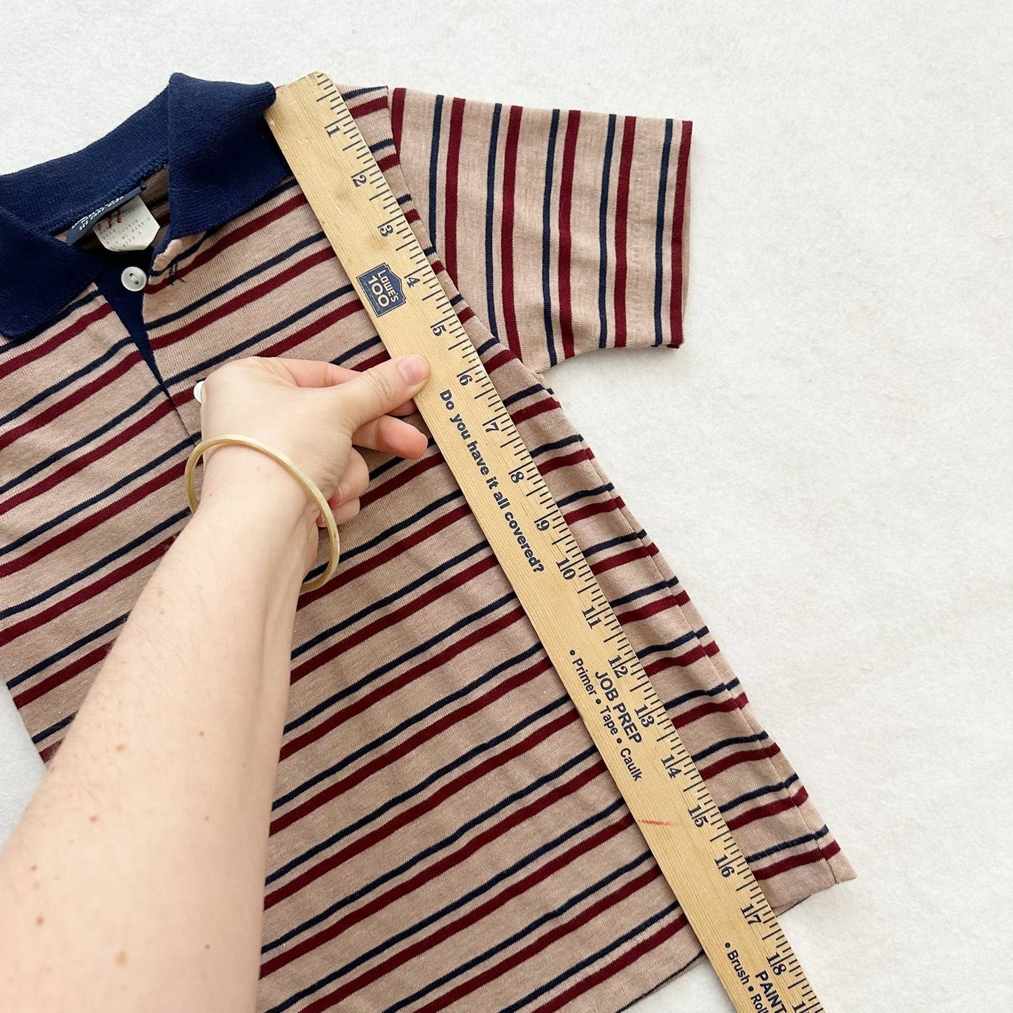 Vintage Wonderknit Tan Striped Polo: 6y? - Yellow Clover Vintage Kids Clothes