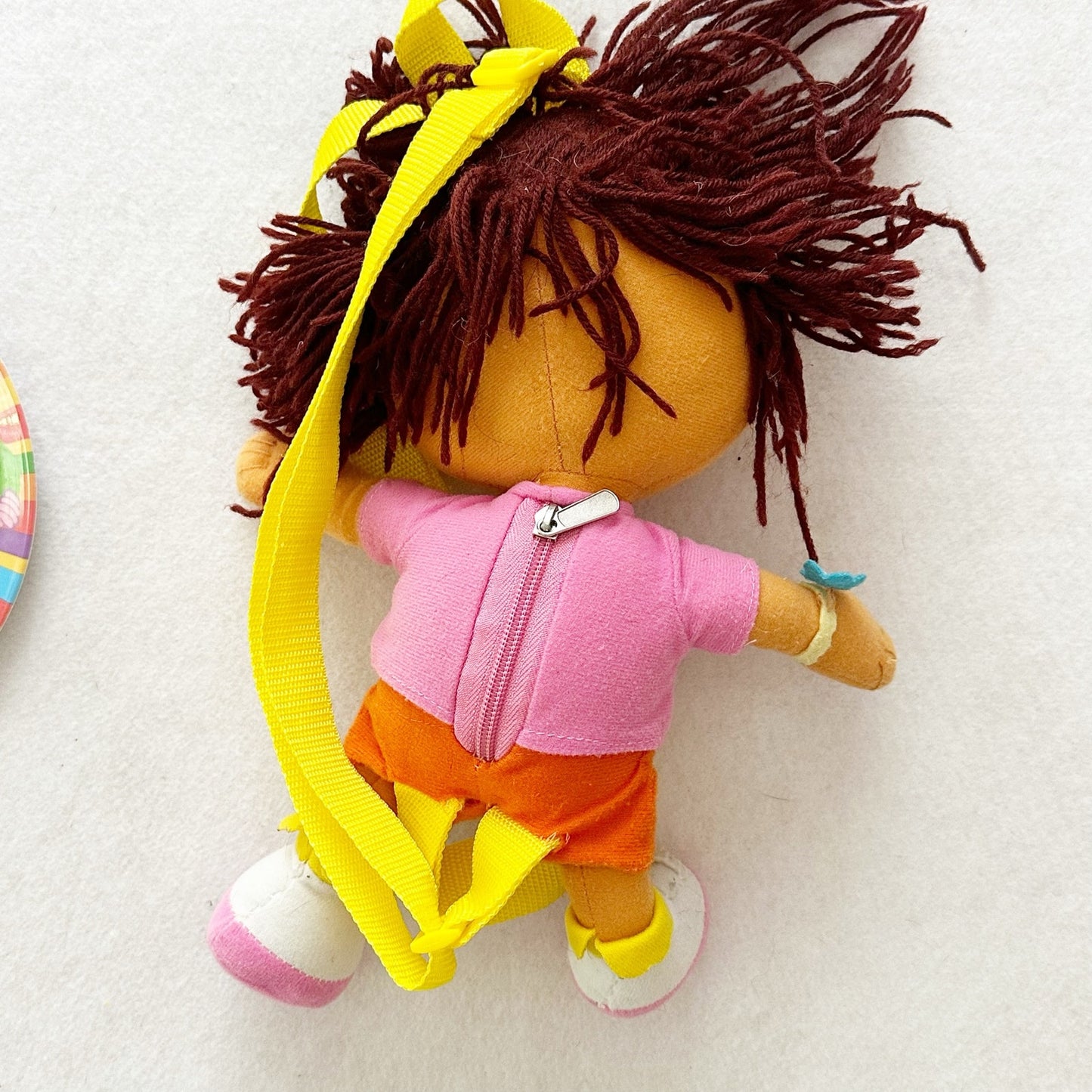 Y2K Dora Plush Backpack + Plate - Yellow Clover Vintage Kids Clothes