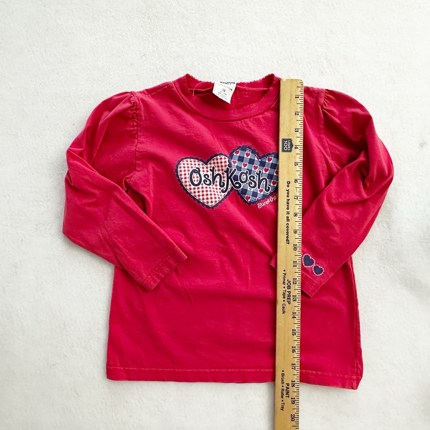 Vintage OshKosh Hearts Long Sleeve Graphic Tee: 6y - Yellow Clover Vintage Kids Clothes