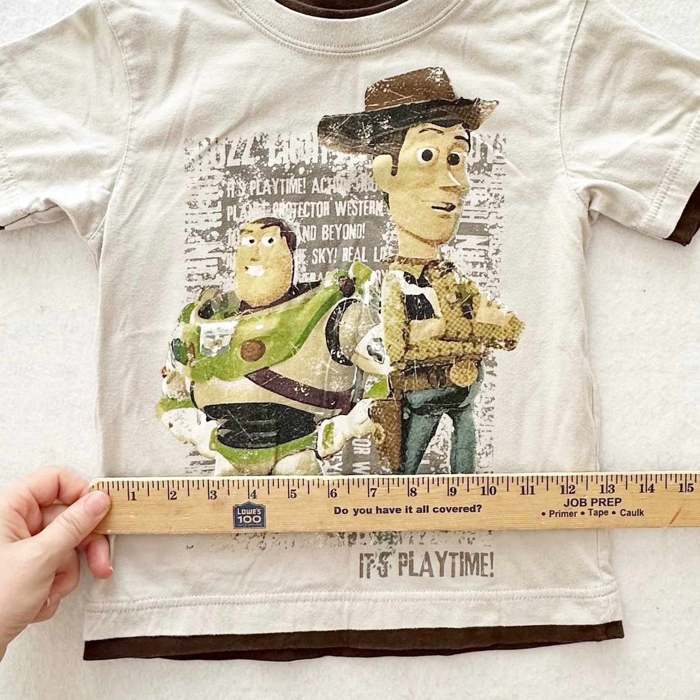 Y2K Toy Story Woody and Buzz Graphic Tee: 5T - Yellow Clover Vintage Kids Clothes