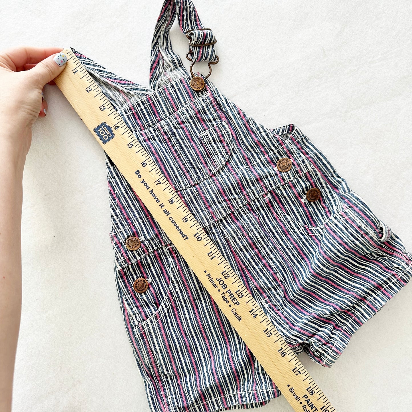 Vintage Garanimals Striped Pink Denim Shortalls: 18m - Yellow Clover Vintage Kids Clothes