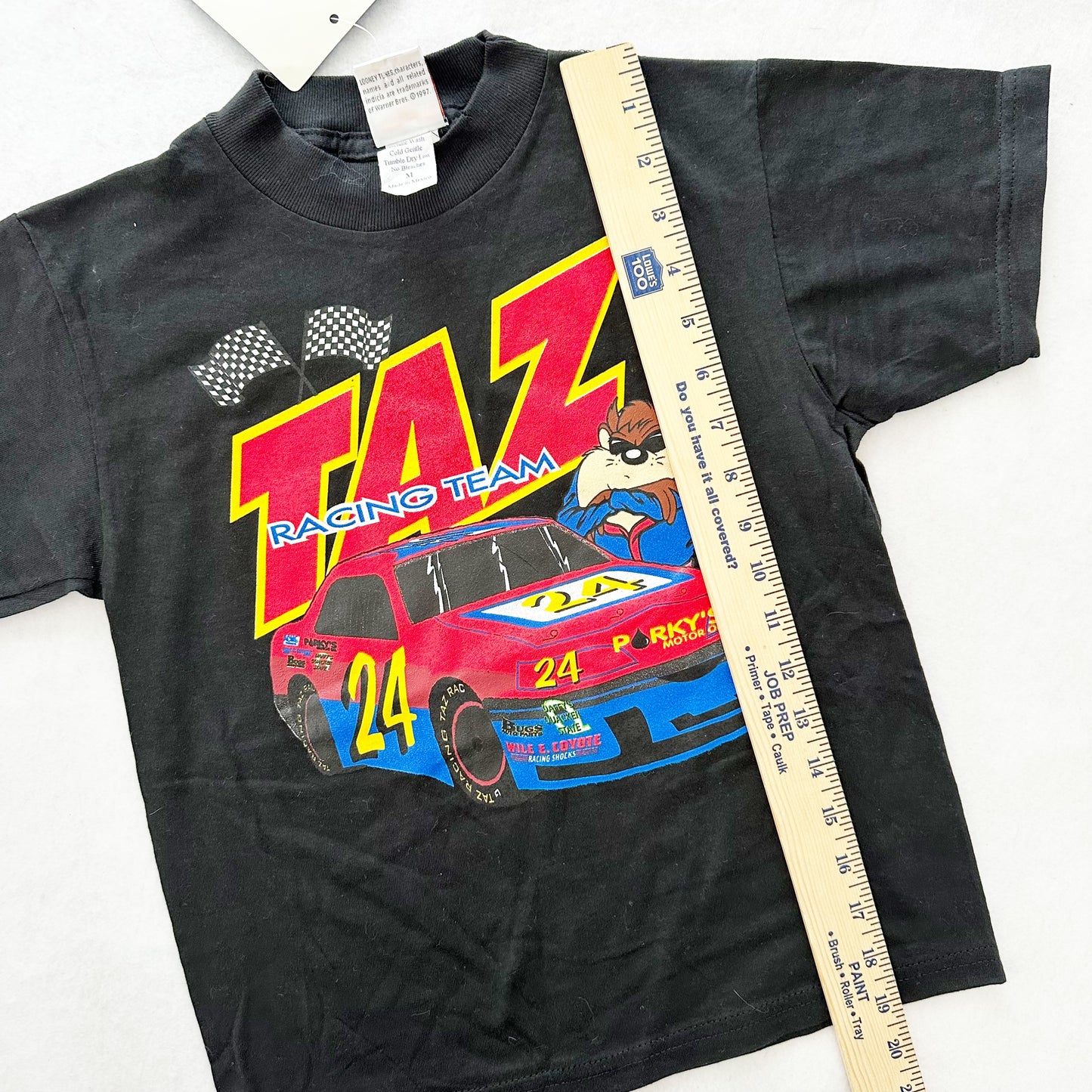 Vintage Looney Tunes Taz NASCAR Tee: 7/8y - Yellow Clover Vintage Kids Clothes