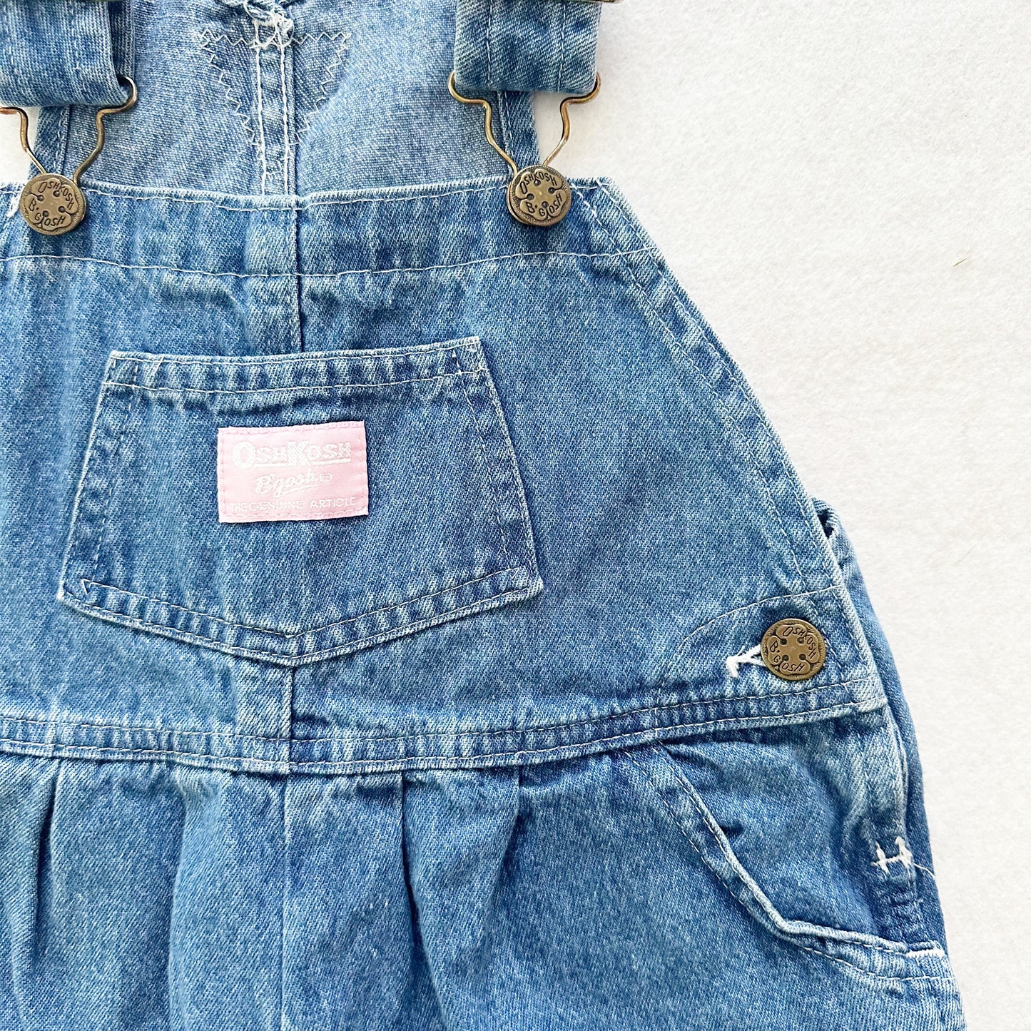 Vintage OshKosh Medium Wash Shortalls: 4T - Yellow Clover Vintage Kids Clothes
