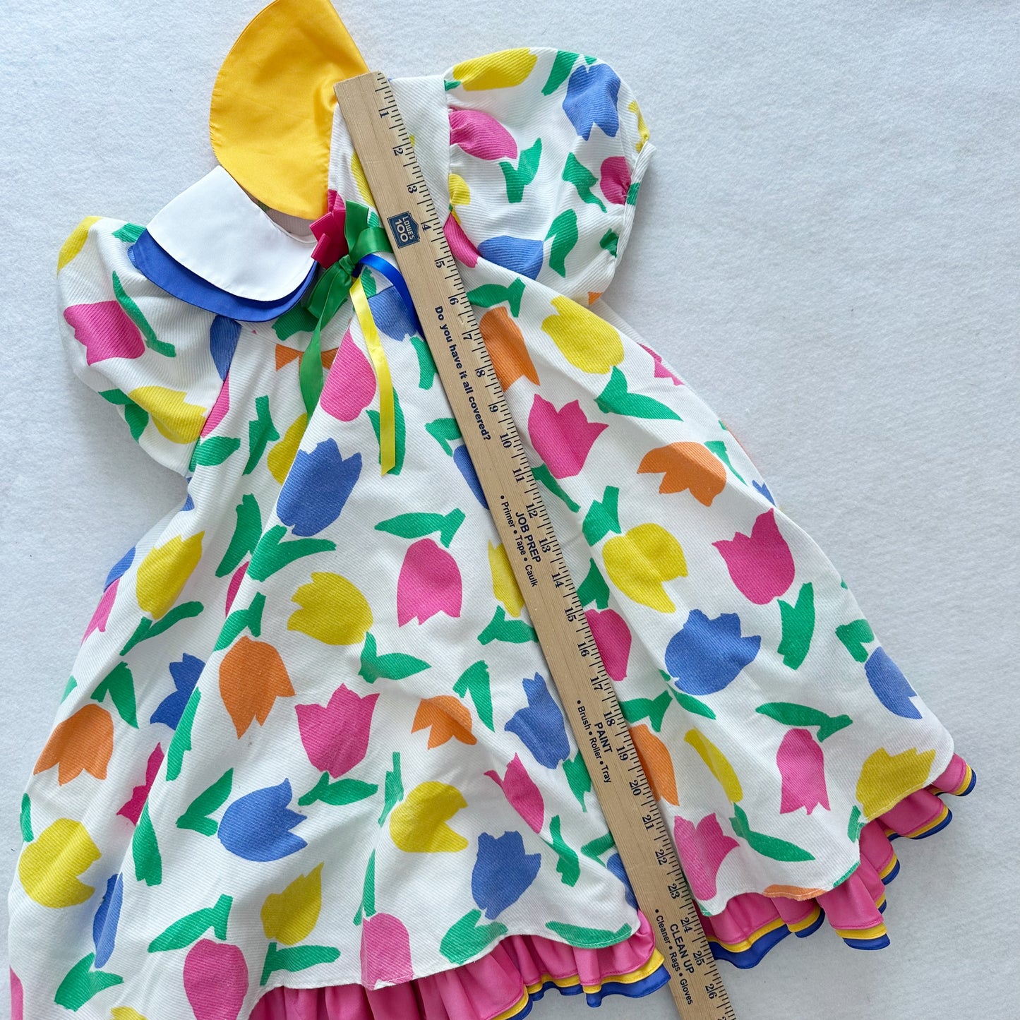 Vintage Isabella Tulip Ruffle Collared Dress: 5/6y? - Yellow Clover Vintage Kids Clothes