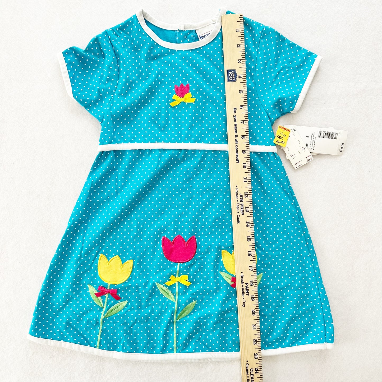 Vintage Buster Brown Flower Appliqué Dress: 6y - Yellow Clover Vintage Kids Clothes
