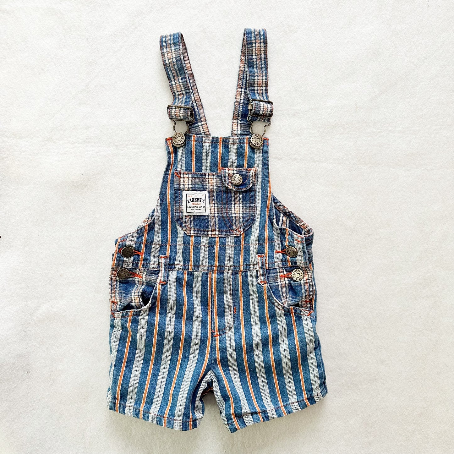 Vintage Liberty Striped Plaid Shortalls: 2T? - Yellow Clover Vintage Kids Clothes