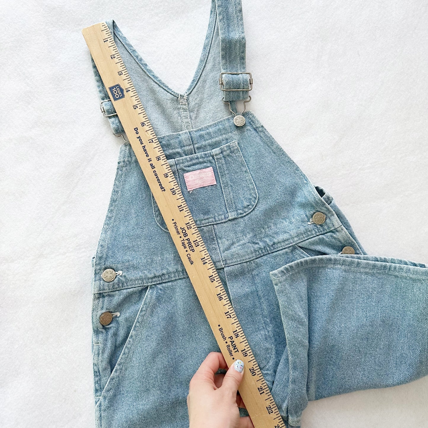 Vintage OshKosh Light Wash Denim Shortalls: 6X - Yellow Clover Vintage Kids Clothes
