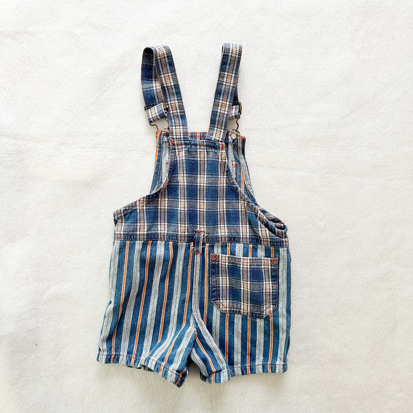 Vintage Liberty Striped Plaid Shortalls: 2T? - Yellow Clover Vintage Kids Clothes