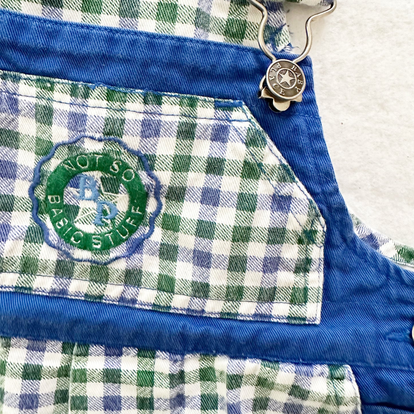 Vintage Baby Place Checkered Bubble Overalls: 12m - Yellow Clover Vintage Kids Clothes